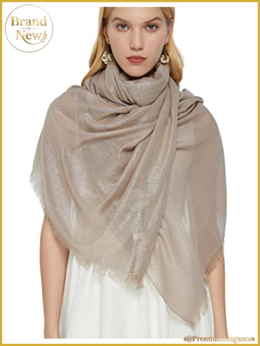 Metallic Sparkling Evening Shawl Lightweight Wedding Wrap for Party